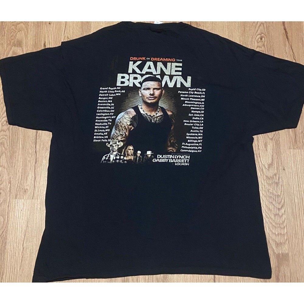 Kane Brown Drunk or Dreaming Tour Shirt XL Black Short Sleeve Cotton
